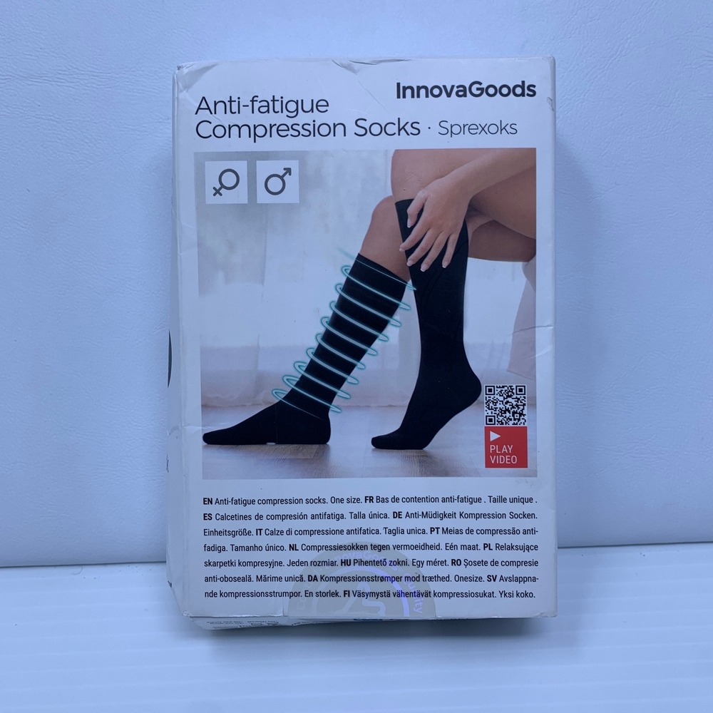 InnovaGoods Unisex One Size Black Anti-fatigue Compression Socks Sprexoks NWT